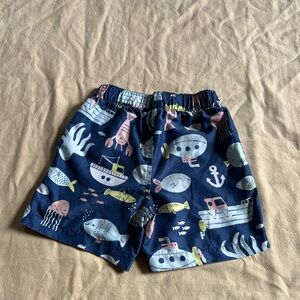 Carter's Navy Ocean Creature Shorts with Pink & Yellow Accents